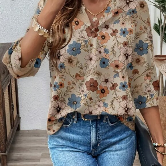 Boho Hippie Floral Blouse Top - Picture 10 of 12